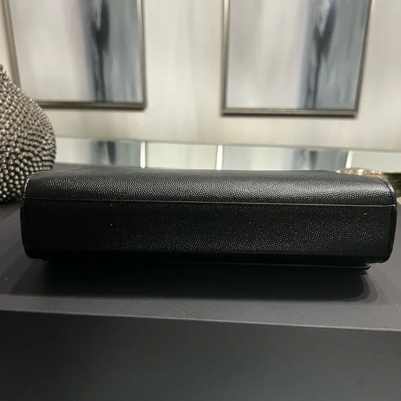 Saint Laurent YSL Black Kate Medium Flap Purse - In Grain De Poudre - Picture 11 of 17